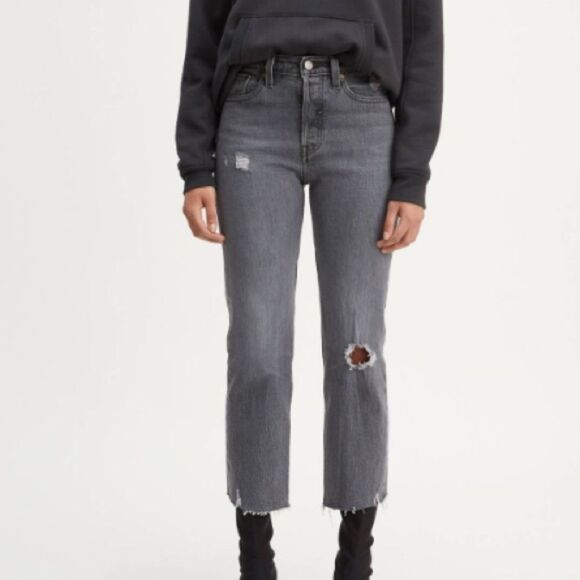 Levi’s Distressed Grey Wedgie Straight Jeans - Picture 1 of 6